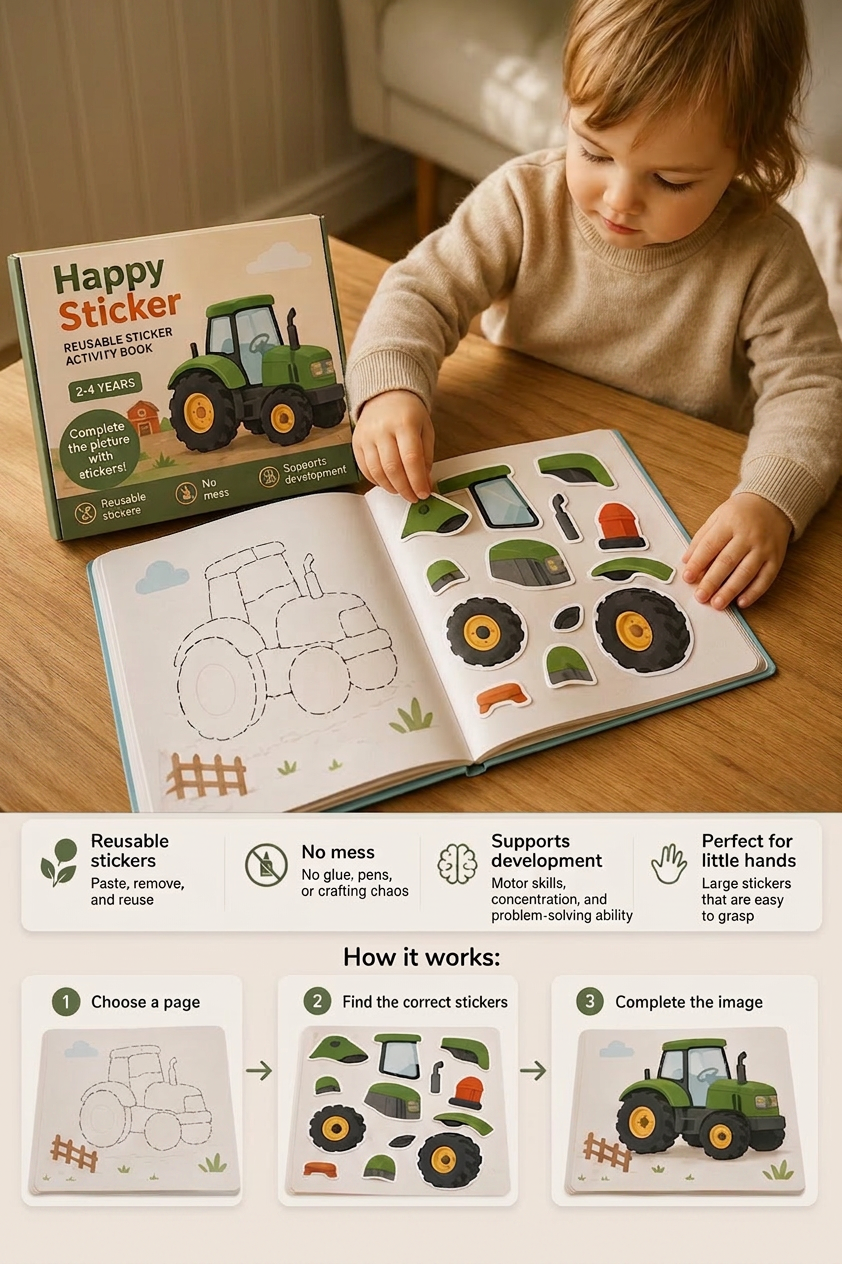 Farm Life reusable sticker activity book for toddlers